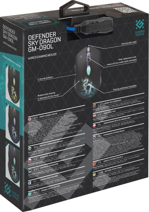 DEFENDER MYSZ PRZEWODOWA SKY DRAGON GM-090L OPTIC 3200DPI 6P 52090 DEFENDER MYSZ PRZEWODOWA SKY DRAGON GM-090L OPTIC 3200DPI 6P 52090