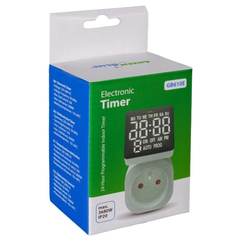 GREENBLUE WŁĄCZNIK CZASOWY-TIMER CYFROWY MAX. OBCIĄŻENIE 16A, IP20 GB610 E GREENBLUE WŁĄCZNIK CZASOWY-TIMER CYFROWY MAX. OBCIĄŻENIE 16A, IP20 GB610 E