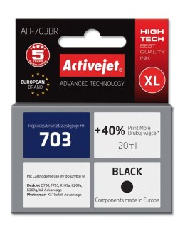 Tusz Activejet AH-703BR (zamiennik HP 703 CD887AE; Premium; 20 ml; czarny) (WYPRZEDAŻ)