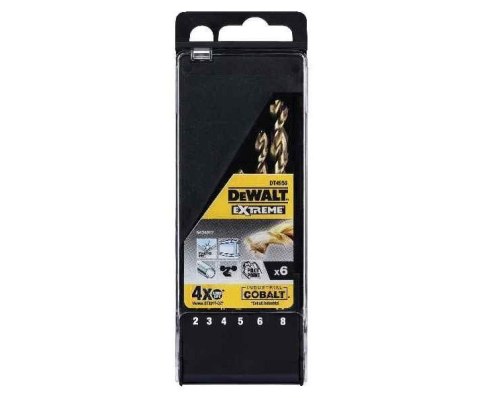 Zestaw 6 szt. wierteł do metalu HSS-Co Extreme, DeWalt Zestaw 6 szt. wierteł do metalu HSS-Co Extreme, DeWalt