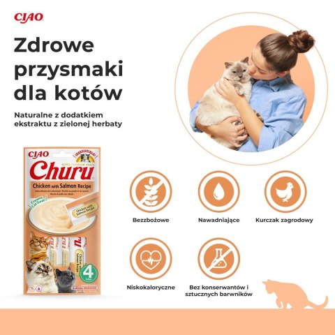 INABA CHURU kurczak/łosoś przysmak kot 4x14g INABA CHURU kurczak/łosoś przysmak kot 4x14g