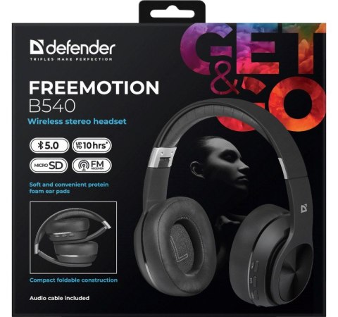 DEFENDER SŁUCHAWKI BLUETOOTH FREEMOTION B540 CZARNE 63540 DEFENDER SŁUCHAWKI BLUETOOTH FREEMOTION B540 CZARNE 63540