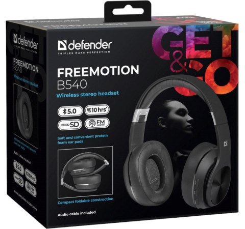 DEFENDER SŁUCHAWKI BLUETOOTH FREEMOTION B540 CZARNE 63540 DEFENDER SŁUCHAWKI BLUETOOTH FREEMOTION B540 CZARNE 63540