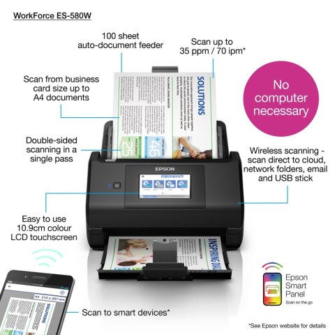 Skaner Epson Workforce ES-580W B11B258401 Skaner Epson Workforce ES-580W B11B258401