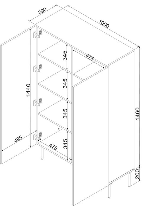 Witryna PALAZZO BIS 100x39x166 biały mat Witryna PALAZZO BIS 100x39x166 biały mat