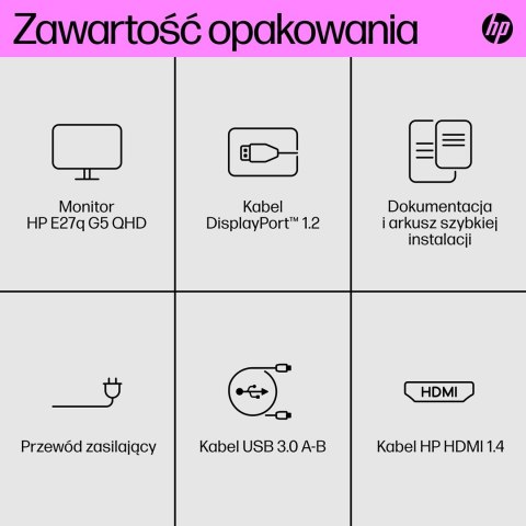 MONITOR HP LED 27" E27q G5 (6N6F2AA) (WYPRZEDAŻ) MONITOR HP LED 27" E27q G5 (6N6F2AA) (WYPRZEDAŻ)