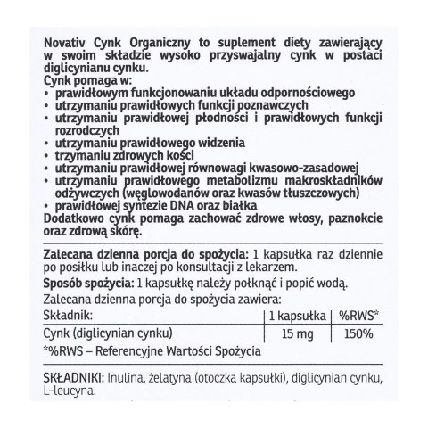 Novativ Cynk organiczny 60 kaps. Novativ Cynk organiczny 60 kaps.