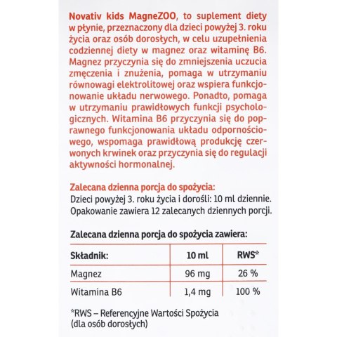 Novativ Kids Magnezoo płyn pomarańczowy 120ml Novativ Kids Magnezoo płyn pomarańczowy 120ml