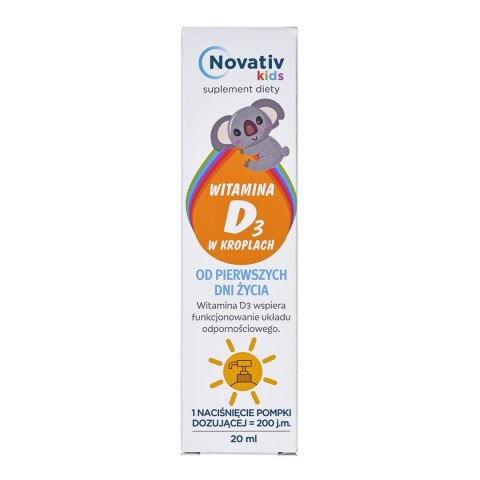Novativ Kids Witamina D3 w kroplach 20ml Novativ Kids Witamina D3 w kroplach 20ml