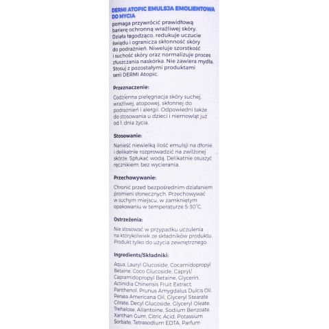 DERMI Atopic Emulsja emolientowa do mycia 400ml DERMI Atopic Emulsja emolientowa do mycia 400ml