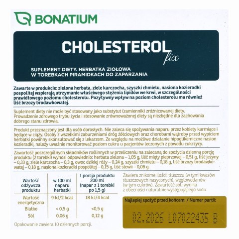 Bonatium Herbatka ziołowa Cholesterol Fix 20szt. Bonatium Herbatka ziołowa Cholesterol Fix 20szt.