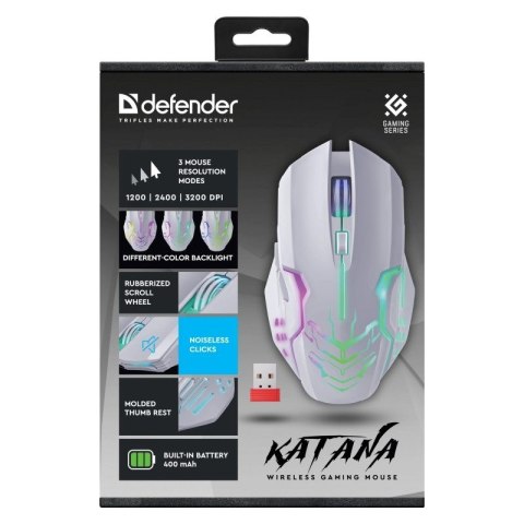 DEFENDER MYSZ GM-511 KATANA RF 3200dpi 7P BIAŁA DEFENDER MYSZ GM-511 KATANA RF 3200dpi 7P BIAŁA