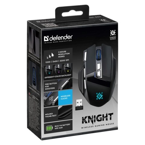 DEFENDER MYSZ GM-885 KNIGHT RF BEZPRZEWODOWA 3200dpi 8P CZARNA DEFENDER MYSZ GM-885 KNIGHT RF BEZPRZEWODOWA 3200dpi 8P CZARNA