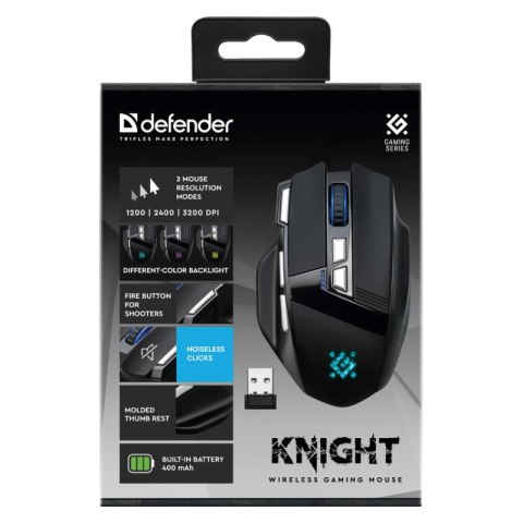 DEFENDER MYSZ GM-885 KNIGHT RF BEZPRZEWODOWA 3200dpi 8P CZARNA DEFENDER MYSZ GM-885 KNIGHT RF BEZPRZEWODOWA 3200dpi 8P CZARNA