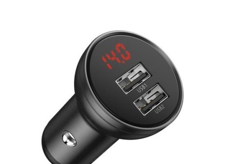 BASEUS ŁADOWARKA SAMOCHODOWA Z WYŚWIETLACZEM,2XUSB BASEUS ŁADOWARKA SAMOCHODOWA Z WYŚWIETLACZEM,2XUSB