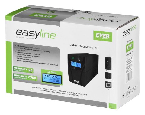 Zasilacz UPS EVER EASYLINE 850AVR USB (850VA) (T/EASYTO-000K85/00) Zasilacz UPS EVER EASYLINE 850AVR USB (850VA) (T/EASYTO-000K85/00)