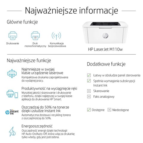 DRUKARKA HP LASERJET PRO M110w (WYPRZEDAŻ) DRUKARKA HP LASERJET PRO M110w (WYPRZEDAŻ)