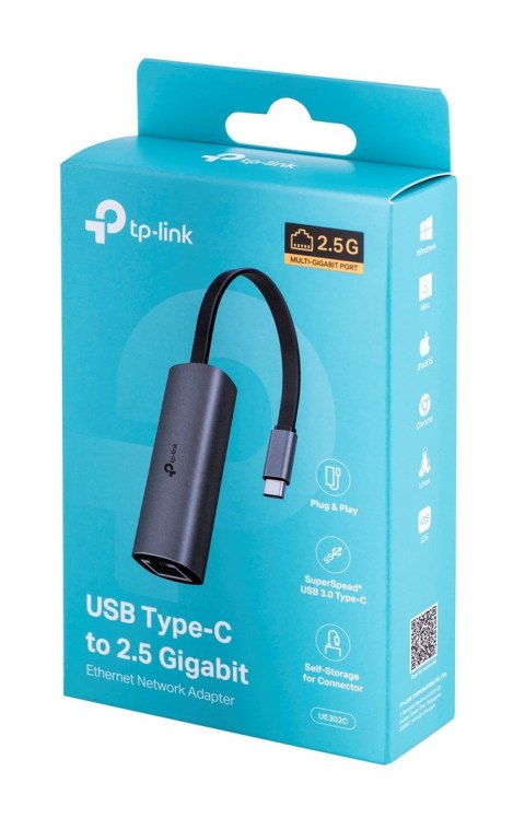 Karta sieciowa TP-LINK UE302C USB Type-C to 2.5 Gigabit Ethernet Network Adapter Karta sieciowa TP-LINK UE302C USB Type-C to 2.5 Gigabit Ethernet Network Adapter