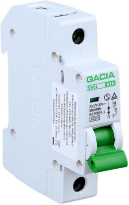 GACIA Wyłącznik nadmiarowoprądowy,6kA,B,1-pole,13A GACIA SB6L B 1P 16A