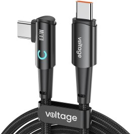 VOLTAGE Kabel USB-C / USB-C kątowy Voltage PowerAngle 100W PD 100cm czarny