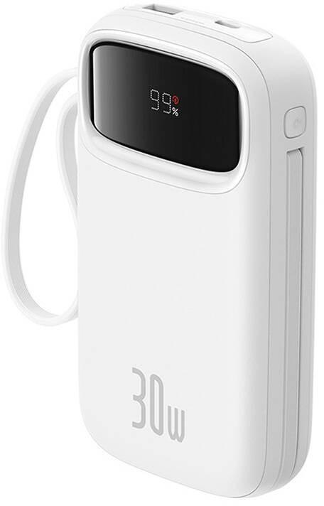 BASEUS Powerbank Baseus QPow 2 10000mAh 30W z 2 wbudowanymi kablami USB-C - biały