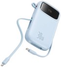 BASEUS Powerbank Baseus QPow 2 10000mAh 30W z 2 wbudowanymi kablami USB-C - niebieski
