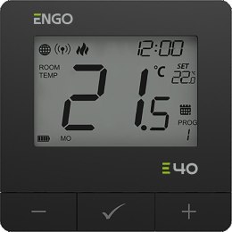 ENGO CONTROLS ENGO Controls E40-BATB - Programowany, Internetowy, natynkowy regulator temperatury ZigBee/868MHz, bateryjny, czarny
