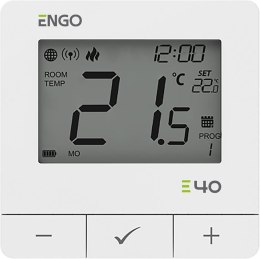 ENGO CONTROLS ENGO Controls E40-BATW - Programowany, Internetowy, natynkowy regulator temperatury ZigBee/868MHz, bateryjny, biały