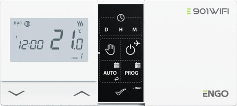ENGO CONTROLS ENGO Controls E901-WIFI - Regulator temperatury bezprzewodowy, Wi-Fi, Internetowy, biały, 868MHz, bateryjny