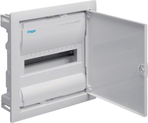 HAGER Rozdzielnica podtynkowa z drzwiami metalowymi, 1 rząd, 12 modułów, IP30, QC, HAGER Volta VU12AT