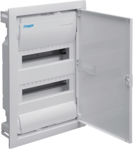 HAGER Rozdzielnica podtynkowa z drzwiami metalowymi, 2 rzędy, 24 moduły, IP30, QC, HAGER Volta VU24AT