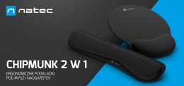 NATEC Podkładka pod mysz i nadgarstek Natec Chipmunk 2w1 zestaw ergonomiczny czarny