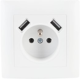 VCX Gniazdo pojedyncze z uziemieniem z USB VCX WESA LC 13A Biały