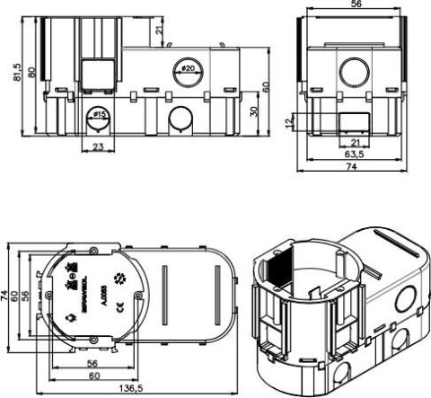 PAWBOL Puszka głęboka podtynk łączeniowa do elektroniki fi 68 PAWBOL A.0083