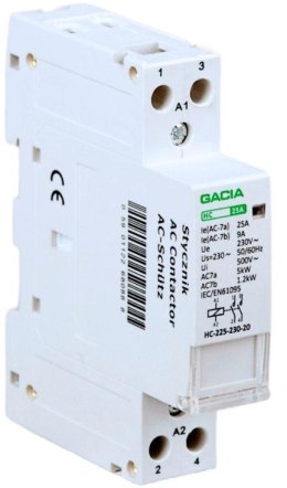 GACIA Stycznik modułowy 2 biegunowy 1P/2T/25A 2NO 230V GACIA HC 2P/25A 2NO 230V