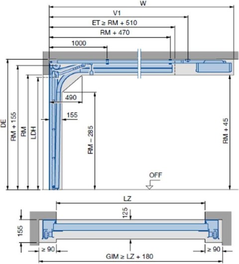 HORMANN Brama garażowa segmentowa Renomatic/Hormann z napędem Supramatic E i szyną FS10-K - przetłoczenia L Planar. Wymiar 5000x2125mm.