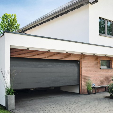 HORMANN Brama garażowa segmentowa Renomatic/Hormann z napędem Supramatic E i szyną FS10-K - przetłoczenia L Planar. Wymiar 5000x2250mm.
