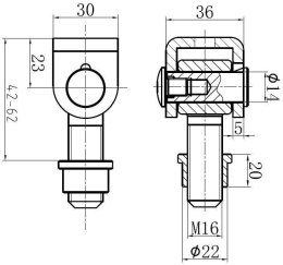 PSG Zawias PSG 61.001 do wspawania - gwint M16