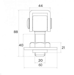 PSG Zawias PSG 61.013 do wspawania - gwint M20 (regulowany)