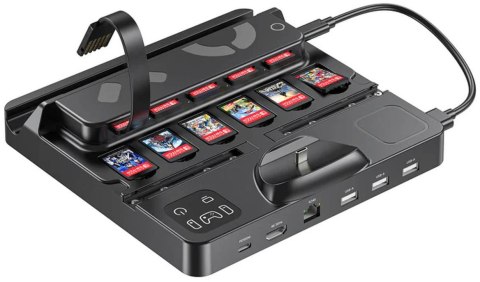UNITEK Unitek stacja ładująca Switch z przełącznikiem i czytnikiem kart do gier