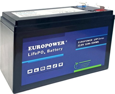 EUROPOWER Akumulator LiFePO4 EUROPOWER serii LFP 12,8V 12Ah (Żywotność ~2000 cykli)