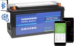 EUROPOWER Akumulator LiFePO4 EUROPOWER serii LFP 12,8V 150Ah Bluetooth, mata grzewcza (Żywotność ~2000 cykli)
