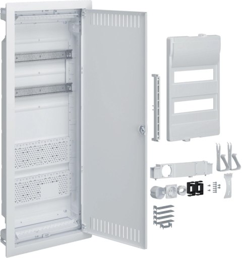 HAGER Rozdzielnica hybrydowa podtynkowa, 2 x12modułów, 2x płyta montażowa, 1x gniazdo 230V, HAGER Volta Hybrid VU602PLH