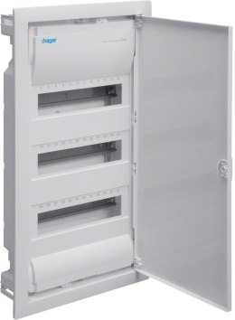 HAGER Rozdzielnica podtynkowa z drzwiami metalowymi, 3 rzędy, 36 modułów, IP30, HAGER Volta VU36NE