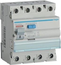 HAGER Wyłącznik różnicowoprądowy 3P+N 40A 30mA 6kA AC HAGER CDC440J