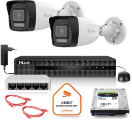 HILOOK Zestaw monitoringu Hilook 2 kamery IP IPCAM-B8-30DL z dyskiem 2TB