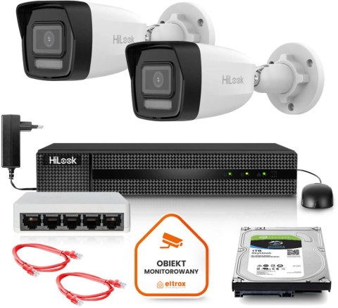 HILOOK Zestaw monitoringu Hilook 2 kamery IP IPCAM-B8-30DL z dyskiem 2TB