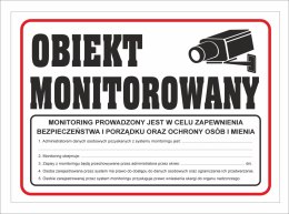 OEM Tabliczka PCV Obiekt Monitorowany z RODO 35x25 cm