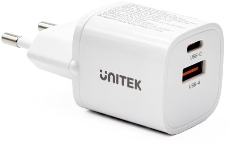 UNITEK Unitek Ładowarka sieciowa 1x USB-A 1x USB-C QC PC 3.0 33W biała