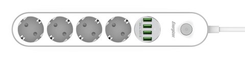 ENERGIZER LISTWA ZASILAJĄCA Z WYŁĄCZNIKIEM Energizer 4x SCHUKO 4x USB-A 2500W 10A KABEL 2M